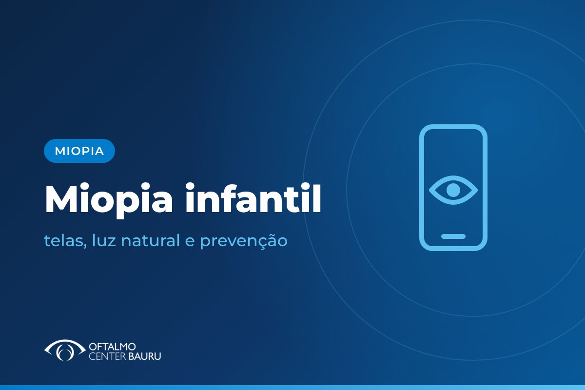 Ilustração sobre miopia infantil e uso de telas